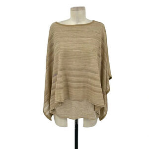 Misook Double Layer Tunic Sweater Top Blouse Poncho Saddle Camel Tan Size XS‎